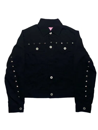 Pre-owned Comme Des Garcons X Junya Watanabe 2002 Junya Watanabe - Star Studded Punk Trucker Jacket In Black