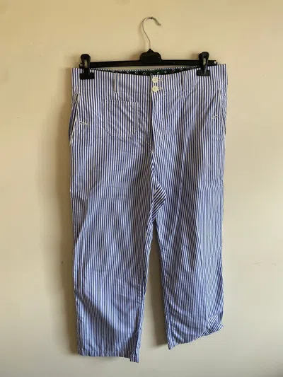 Pre-owned Comme Des Garcons X Junya Watanabe Ad2019 Striped Painter Pants Sailor Carpenter Runway Plus In Blue/white