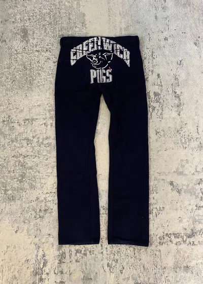 Pre-owned Comme Des Garcons X Junya Watanabe Aw02 Greenwitch Pigs Painted Wool Pants In Navy