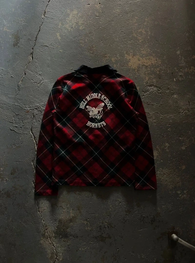 Pre-owned Comme Des Garcons X Junya Watanabe Aw02 Hull Middle School Hornets Collar Longsleeve In Gingham Plaid