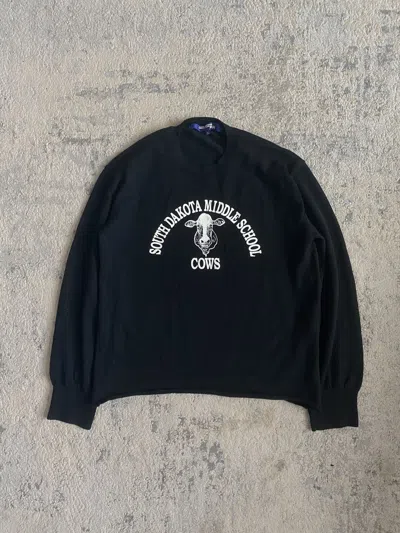 Pre-owned Comme Des Garcons X Junya Watanabe Aw02 South Dakota Middle School Cows Wool Longsleeve Knit In Black