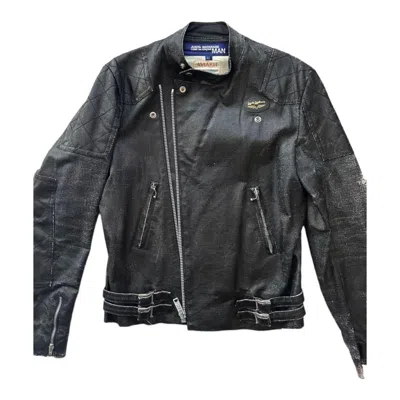 Pre-owned Comme Des Garcons X Junya Watanabe Comme Des Garcons Leather Coated Riders Jkt L In Black