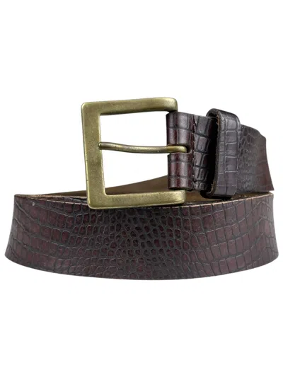 Pre-owned Comme Des Garcons X Junya Watanabe Crocodile Embossed Leather Belt Brown