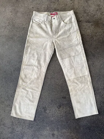 Pre-owned Comme Des Garcons X Junya Watanabe Levis Cowhide Suede Heavyweight Pant In Cream