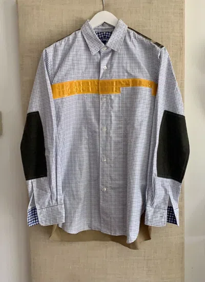 Pre-owned Comme Des Garcons X Junya Watanabe Nwot 2018 Reflective Stripe Contrast Camo Block In Blue/yellow/khaki