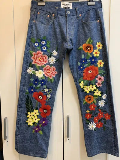 Pre-owned Comme Des Garcons X Junya Watanabe One Of A Kind Flower Embroidered Denim