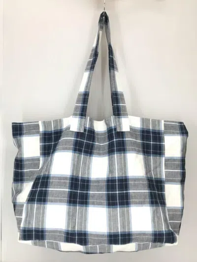 Pre-owned Comme Des Garcons X Junya Watanabe Plaid Linen Tote Bag In Blue