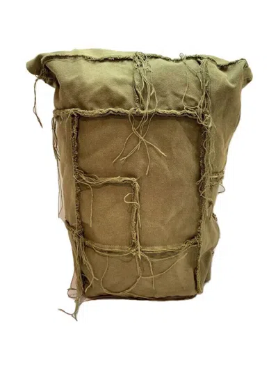 Pre-owned Comme Des Garcons X Junya Watanabe Reconstructed Distressed Patchwork Backpack In Green