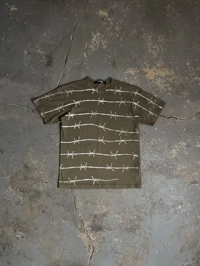 Pre-owned Comme Des Garcons X Junya Watanabe Ss04 Barbwire Tee In Olive