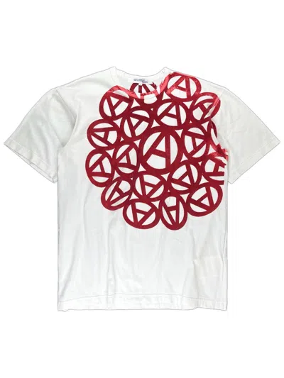Pre-owned Comme Des Garcons X Junya Watanabe Ss04 Junya Watanabe Velour Anarchy Tshirt Red In White