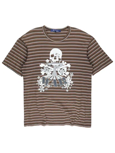 Pre-owned Comme Des Garcons X Junya Watanabe Ss04 Junya Watanabe War Floral Skull Striped Tshirt In Brown