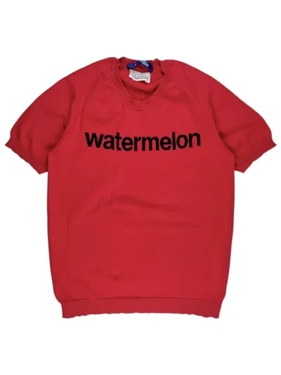Pre-owned Comme Des Garcons X Junya Watanabe Ss10 Junya Watanabe Watermelon Poem Knit Tshirt In Red