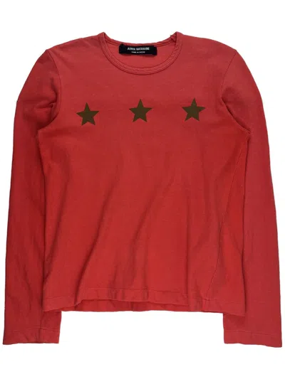 Pre-owned Comme Des Garcons X Junya Watanabe Ss98 Junya Watanabe Star Print Longsleeve Tshirt In Red
