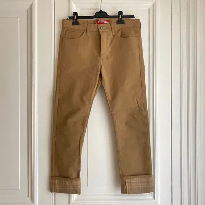 Pre-owned Comme Des Garcons X Junya Watanabe Watanabe X Levi's Leather Patch Pants In Beige