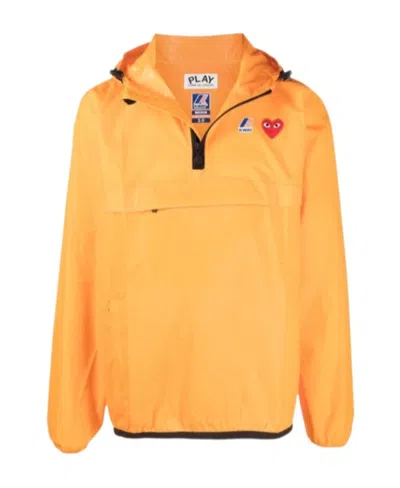 Comme Des Garçons X K-way Half-zip Windbreaker In Orange