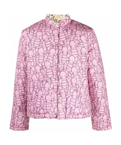 Comme Des Garçons X Kaws Reversible Padded Jacket In Pink