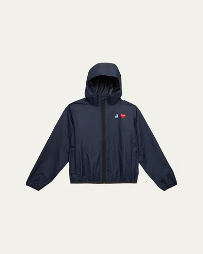 Comme Des Garçons Kids' X K-way Lightweight Hoodie In Blue