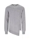 Comme Des Garçons X Lacoste Asymmetric-hem Crewneck Jumper In Grey