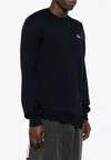 Comme Des Garçons X Lacoste Asymmetric Wool Logo Sweater In Navy