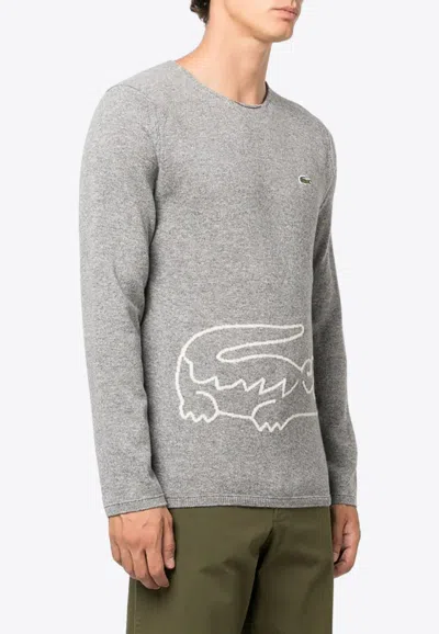 COMME DES GARÇONS X LACOSTE INTARSIA KNIT LOGO SWEATER