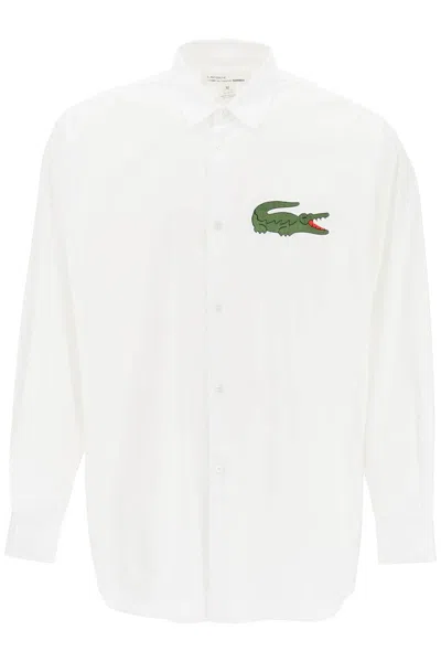 Comme Des Garçons X Lacoste Oversized Shirt With Maxi Patch In Bianco
