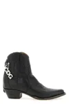 Comme Des Garçons Western Mid Heel Boots Pointed Toe Embroidery In Black