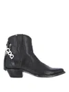 Comme Des Garçons Western Mid Heel Boots Pointed Toe Embroidery In Black