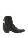 Comme Des Garçons Western Mid Heel Boots Pointed Toe Embroidery In Black