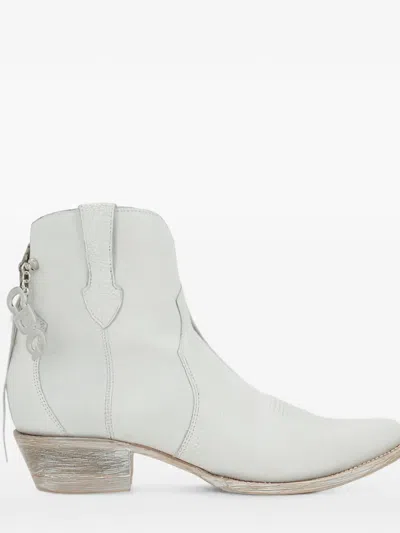 Comme Des Garçons X Mexicana Logo-charm Pebbled Leather Ankle Boots In White