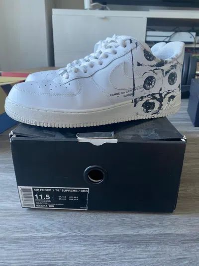 Pre-owned Comme Des Garçons X Nike Cdg X Supreme Air Force 1 Shoes In White