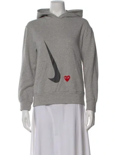 Pre-owned Comme Des Garçons X Nike Graphic Print Crew Neck Hoodie In Gray