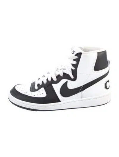 Pre-owned Comme Des Garçons X Nike Leather Colorblock Pattern Sneakers In Multi