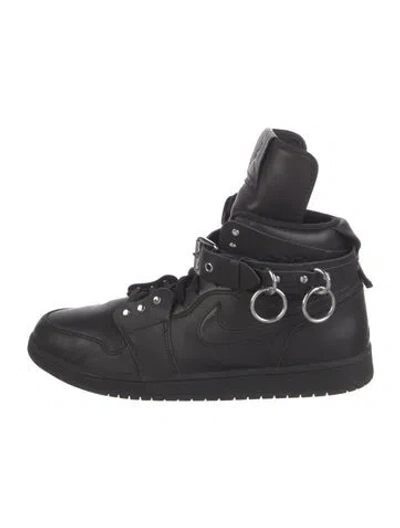 Pre-owned Comme Des Garçons X Nike Leather Sneakers In Black