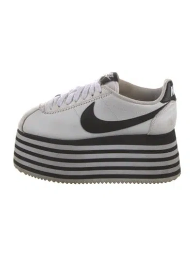 Pre-owned Comme Des Garçons X Nike Leather Striped Athletic Sneakers In Multi