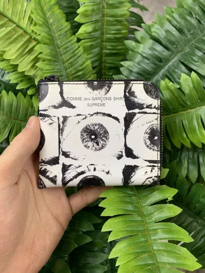 Pre-owned Comme Des Garcons X Supreme Cdg Eye Ball Wallet Large White