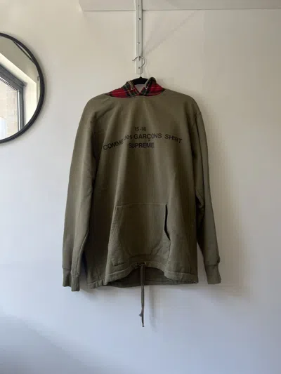 Pre-owned Comme Des Garcons X Supreme Comme Des Garçons Olive Wool Hooded Sweatshirt 2015
