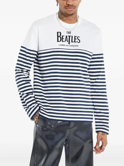 Comme Des Garçons X The Beatles Striped T-shirt In White