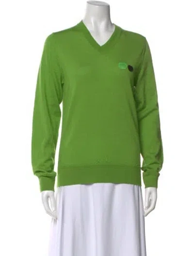 Pre-owned Comme Des Garcons X The Beatles V-neck Sweater In Green