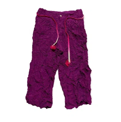 Pre-owned Comme Des Garcons X Vintage ‘92 Crumbled Cropped Pants In Deep Purple
