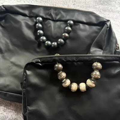Pre-owned Comme Des Garcons X Vintage Cdg Beaded Handle Nylon Bag Set In Black