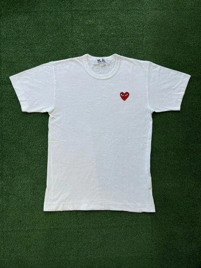 Pre-owned Comme Des Garcons X Vintage Play Comme Des Garcons Heart Japan White T Shirt