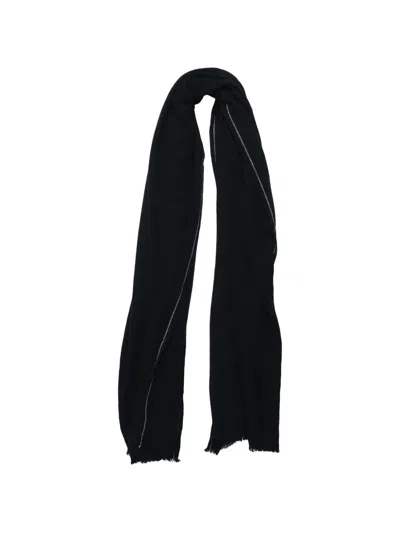Comme Des Garçons X William Welstead Contrast-stitch Frayed Scarf In Black