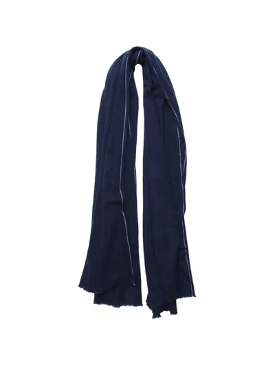 Comme Des Garçons X William Welstead Herringbone Frayed Scarf In Blue