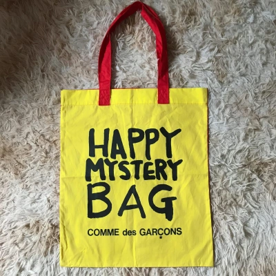 Pre-owned Comme Des Garçons Xmas Special "happy Mystery" Tote Bag In Red/yellow