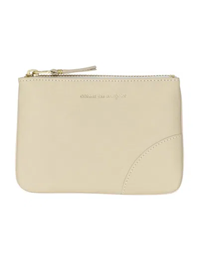 Comme Des Garçons Xsmall Classic Leather Pouch In Off White