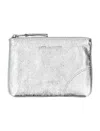Comme Des Garçons Xsmall Metallic Leather Pouch Stitching Detail In Silver