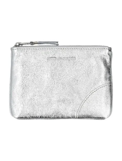 Comme Des Garçons Xsmall Classic Leather Pouch In Silver