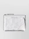 Comme Des Garçons Xsmall Metallic Leather Pouch Stitching Detail In Silver