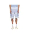 Comme Des Garçons Yarn Dyed Stripe Poplin Shorts In Blue/white