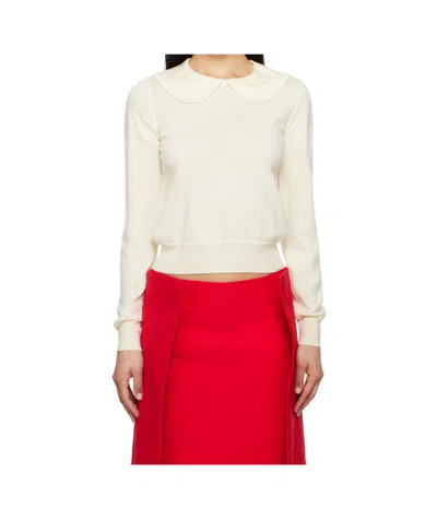 Comme Des Garçons Yellow Intarsia Sweater In White